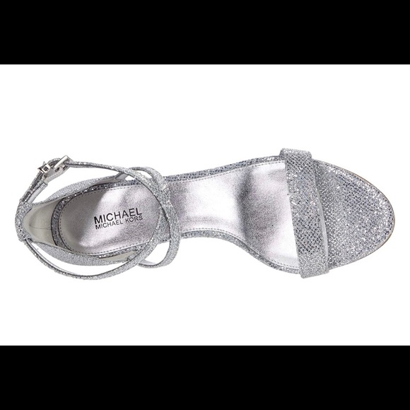 NIB Michael Kors Ava Mid Sandal Glitter Mesh - Picture 2 of 5